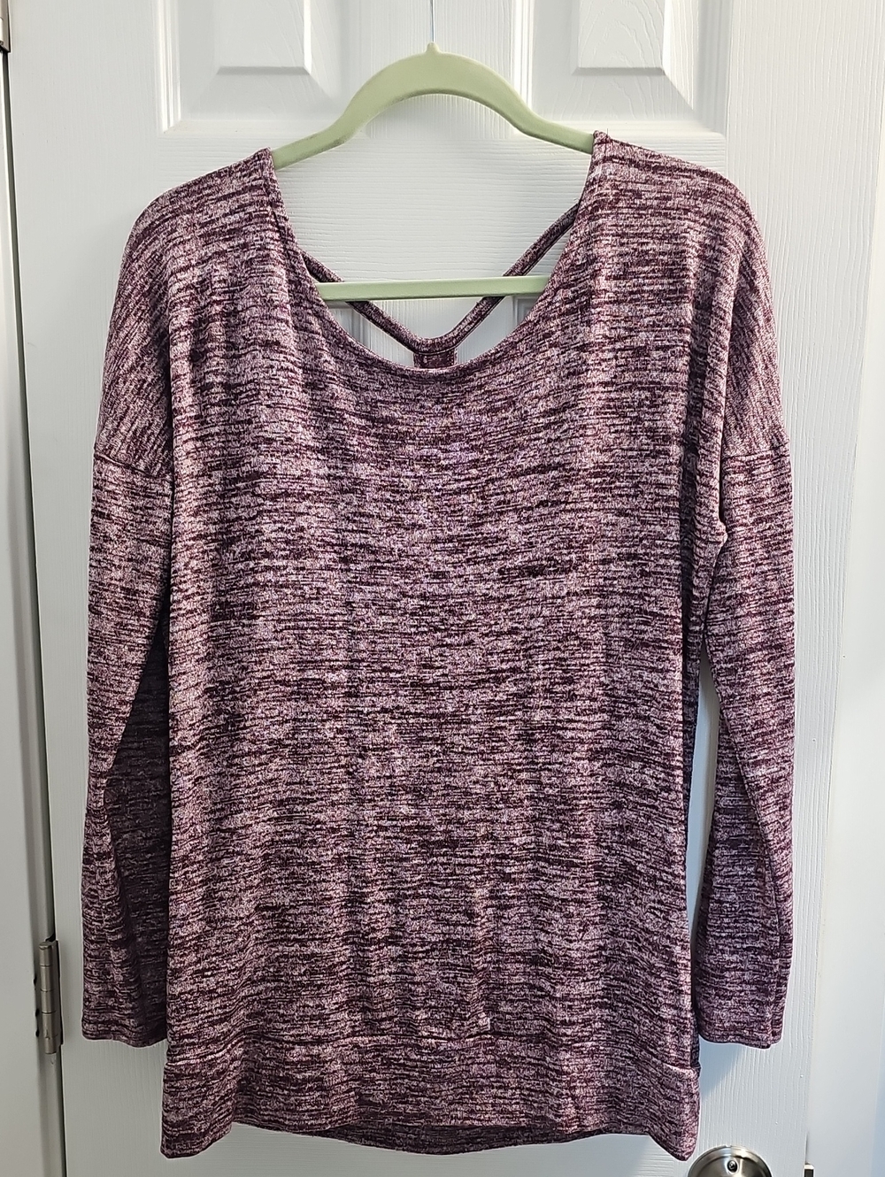 Athleta Mauve Heathered Long Sleeve Top with Crisscross/Open Back